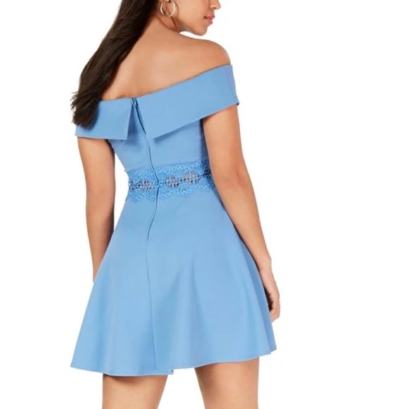 NWT B. DARLIN Juniors Blue Swing Flare Mini Dress - Picture 5 of 11